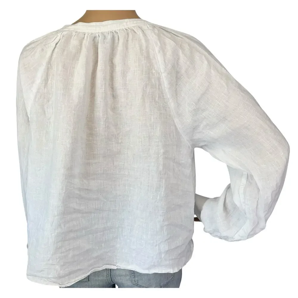 J. Crew Cabana Top in Pure Linen White C1542 Size M